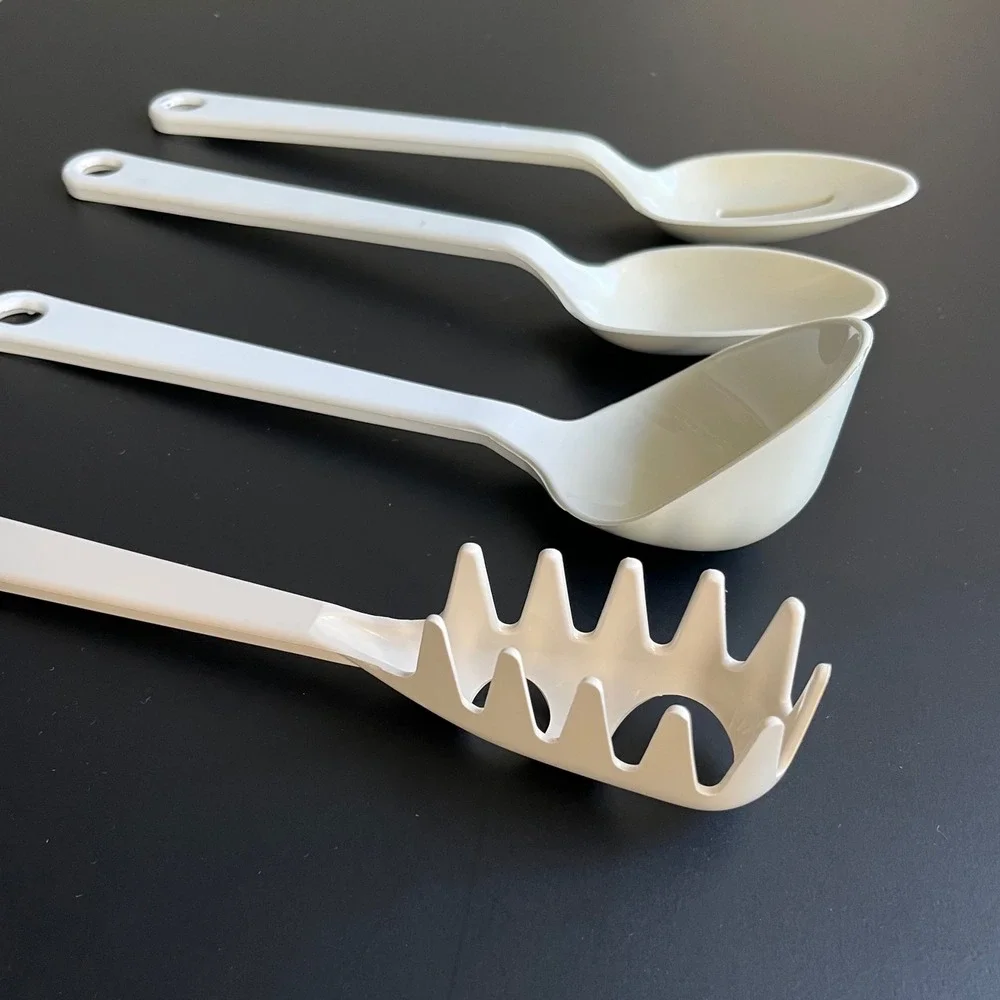 VTG Tailor Made Lot of 4 Kitchen‎ Utensils White Cream Durable Cooking Nylon